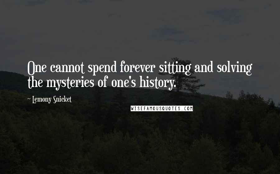 Lemony Snicket Quotes: One cannot spend forever sitting and solving the mysteries of one's history.