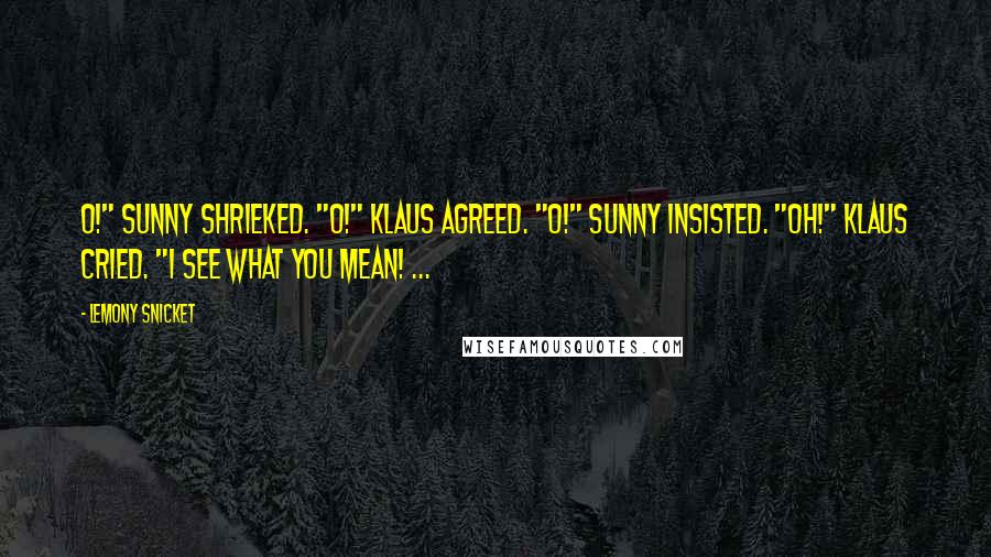 Lemony Snicket Quotes: O!" Sunny shrieked. "O!" Klaus agreed. "O!" Sunny insisted. "Oh!" Klaus cried. "I see what you mean! ...