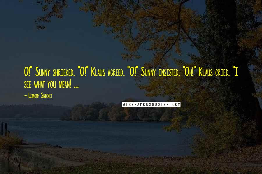 Lemony Snicket Quotes: O!" Sunny shrieked. "O!" Klaus agreed. "O!" Sunny insisted. "Oh!" Klaus cried. "I see what you mean! ...