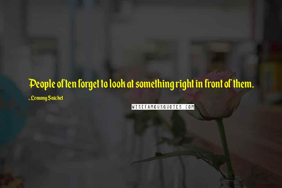 Lemony Snicket Quotes: People often forget to look at something right in front of them.