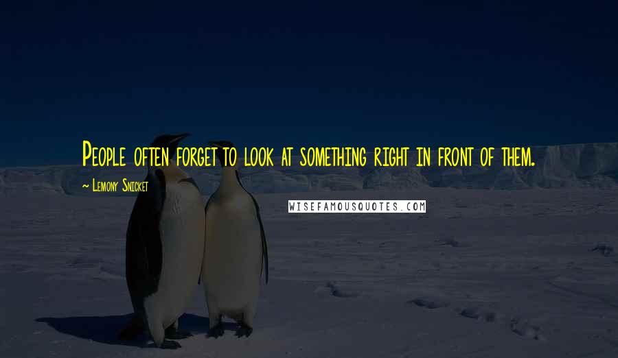 Lemony Snicket Quotes: People often forget to look at something right in front of them.