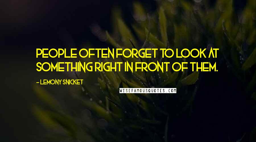 Lemony Snicket Quotes: People often forget to look at something right in front of them.