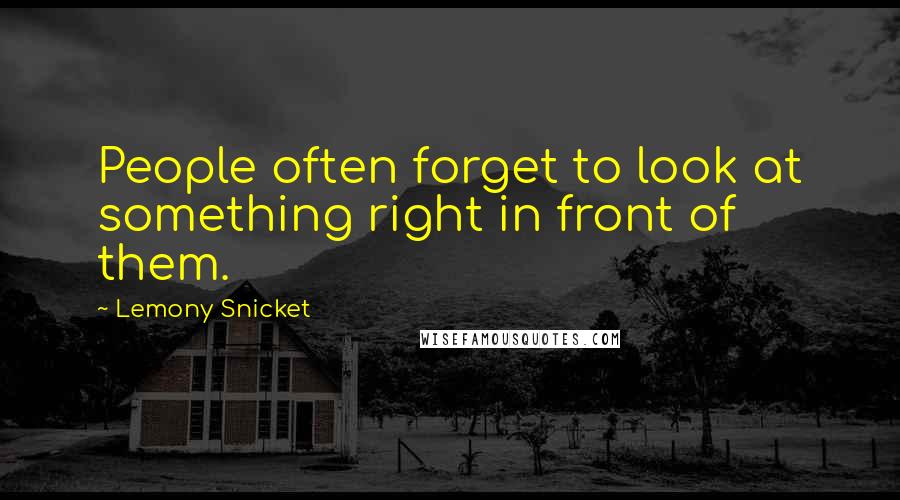 Lemony Snicket Quotes: People often forget to look at something right in front of them.