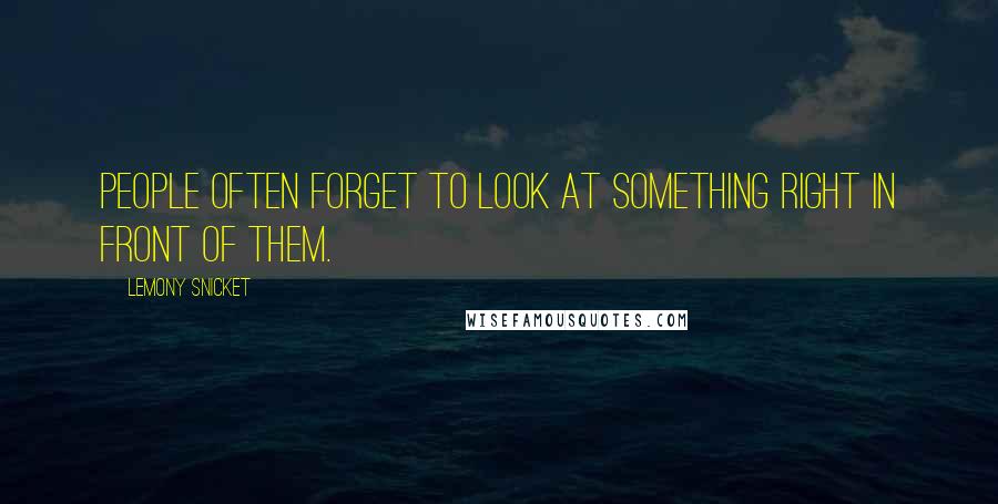 Lemony Snicket Quotes: People often forget to look at something right in front of them.