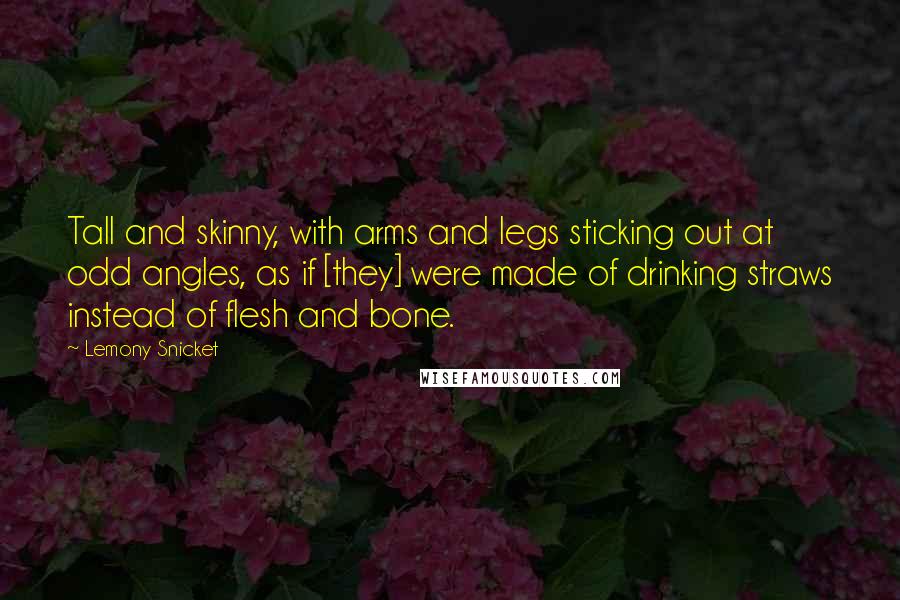 Lemony Snicket Quotes: Tall and skinny, with arms and legs sticking out at odd angles, as if [they] were made of drinking straws instead of flesh and bone.