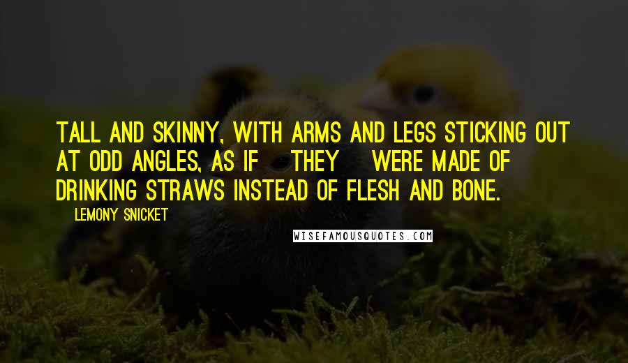 Lemony Snicket Quotes: Tall and skinny, with arms and legs sticking out at odd angles, as if [they] were made of drinking straws instead of flesh and bone.