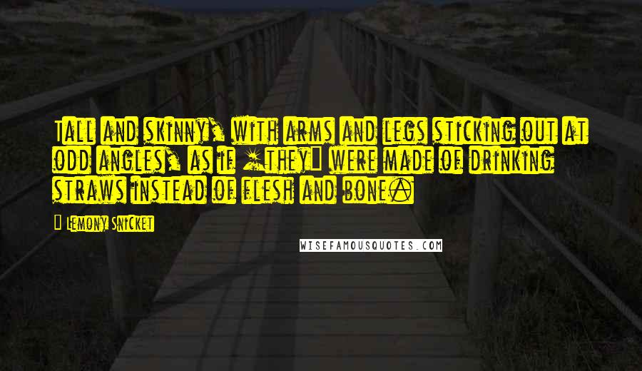 Lemony Snicket Quotes: Tall and skinny, with arms and legs sticking out at odd angles, as if [they] were made of drinking straws instead of flesh and bone.