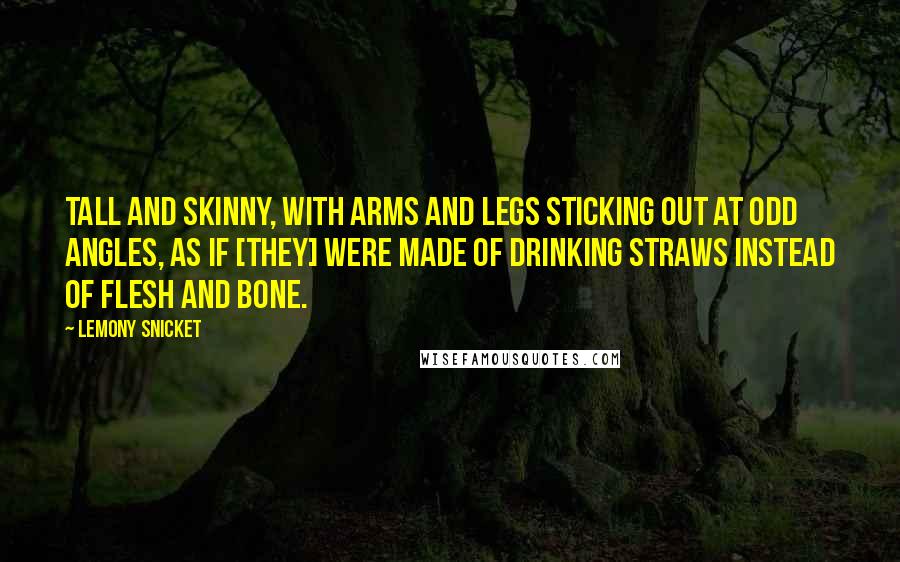 Lemony Snicket Quotes: Tall and skinny, with arms and legs sticking out at odd angles, as if [they] were made of drinking straws instead of flesh and bone.