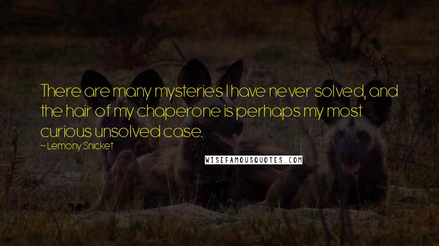 Lemony Snicket Quotes: There are many mysteries I have never solved, and the hair of my chaperone is perhaps my most curious unsolved case.