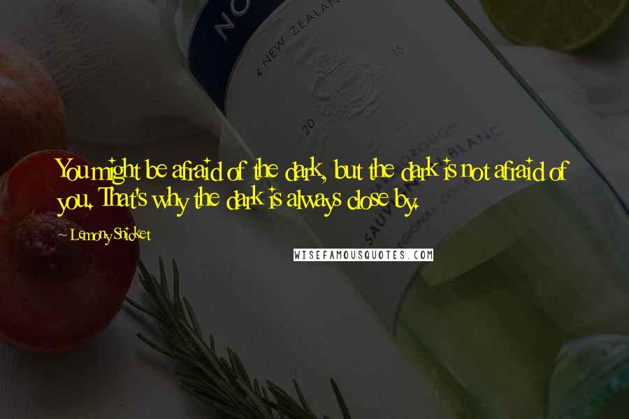 Lemony Snicket Quotes: You might be afraid of the dark, but the dark is not afraid of you. That's why the dark is always close by.