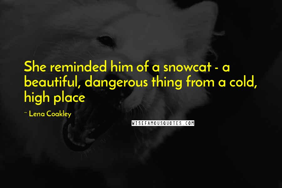 Lena Coakley Quotes: She reminded him of a snowcat - a beautiful, dangerous thing from a cold, high place
