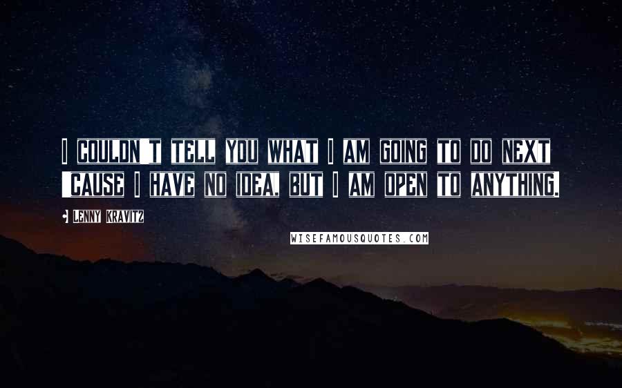 Lenny Kravitz Quotes: I couldn't tell you what I am going to do next 'cause I have no idea, but I am open to anything.