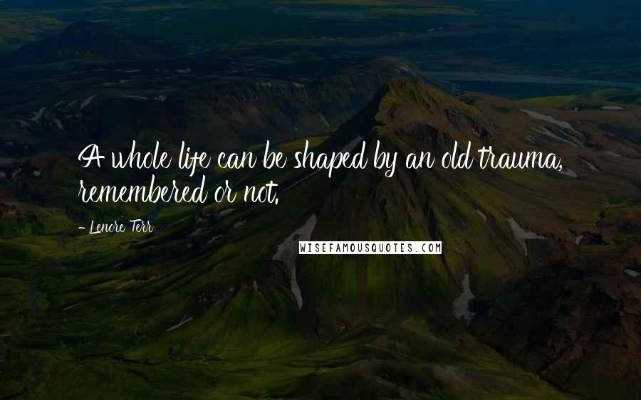 Lenore Terr Quotes: A whole life can be shaped by an old trauma, remembered or not.