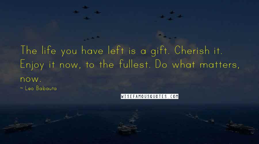 Leo Babauta Quotes: The life you have left is a gift. Cherish it. Enjoy it now, to the fullest. Do what matters, now.