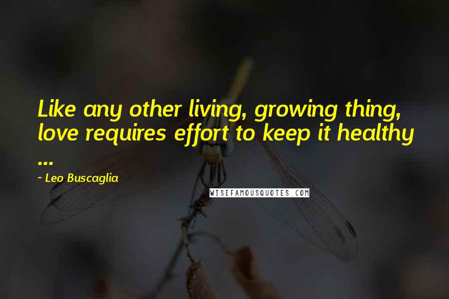 Leo Buscaglia Quotes: Like any other living, growing thing, love requires effort to keep it healthy ...