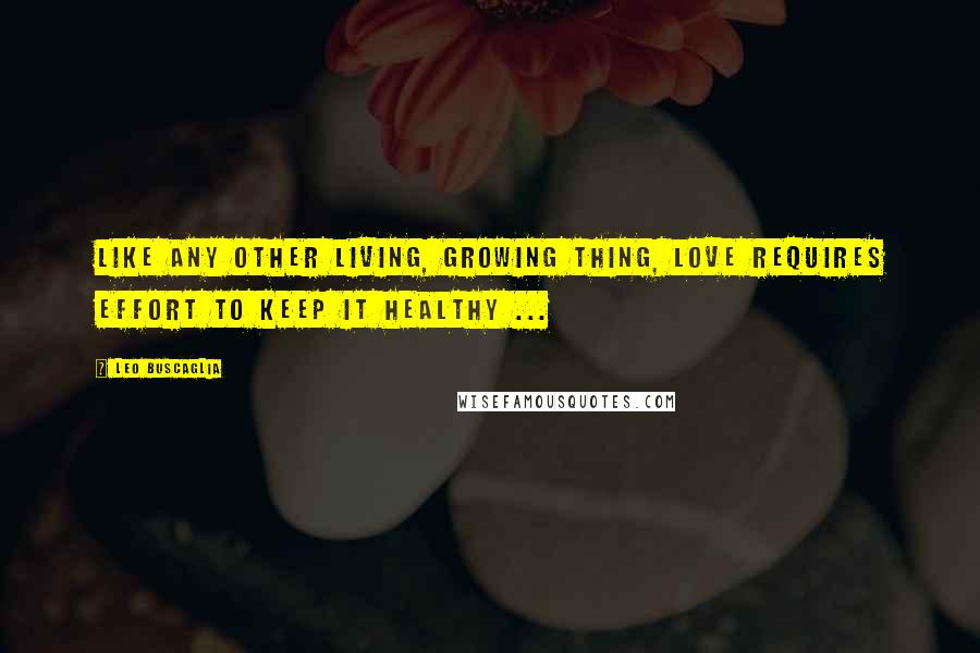 Leo Buscaglia Quotes: Like any other living, growing thing, love requires effort to keep it healthy ...