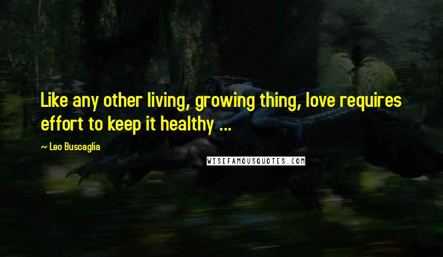 Leo Buscaglia Quotes: Like any other living, growing thing, love requires effort to keep it healthy ...