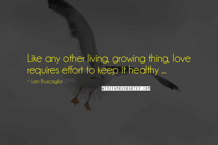 Leo Buscaglia Quotes: Like any other living, growing thing, love requires effort to keep it healthy ...