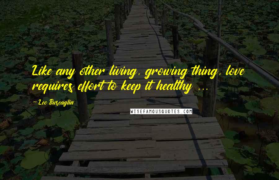 Leo Buscaglia Quotes: Like any other living, growing thing, love requires effort to keep it healthy ...