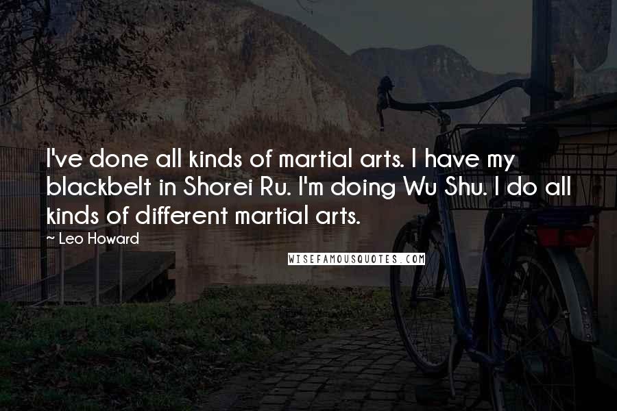 Leo Howard Quotes: I've done all kinds of martial arts. I have my blackbelt in Shorei Ru. I'm doing Wu Shu. I do all kinds of different martial arts.