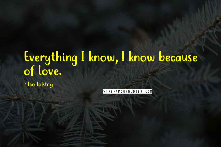 Leo Tolstoy Quotes: Everything I know, I know because of love.