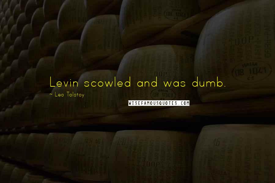 Leo Tolstoy Quotes: Levin scowled and was dumb.