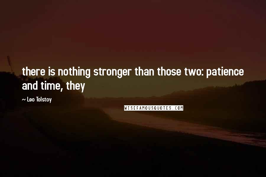 Leo Tolstoy Quotes: there is nothing stronger than those two: patience and time, they