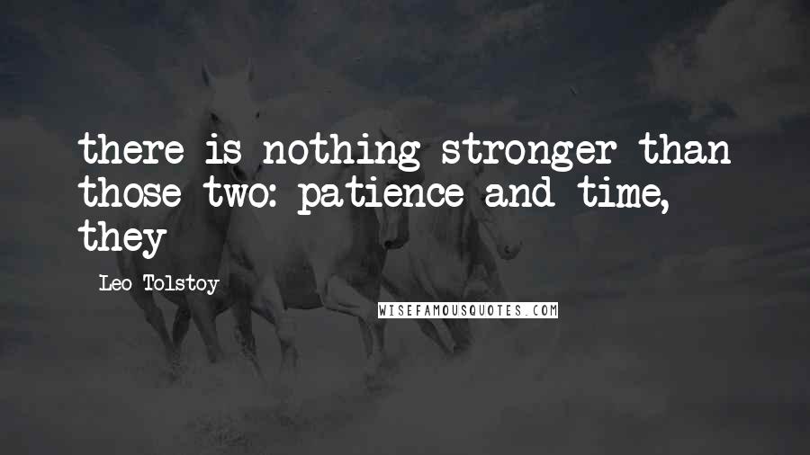 Leo Tolstoy Quotes: there is nothing stronger than those two: patience and time, they