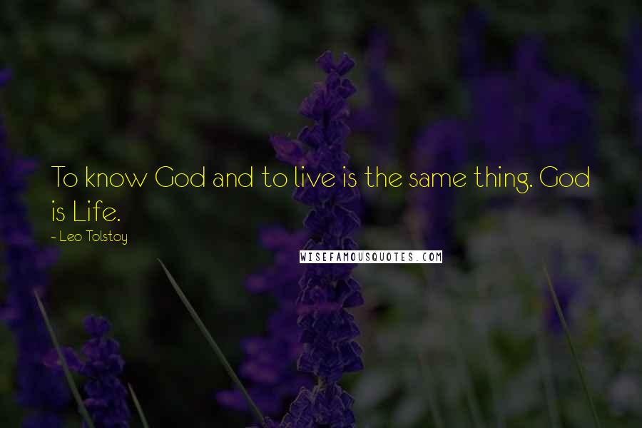 Leo Tolstoy Quotes: To know God and to live is the same thing. God is Life.