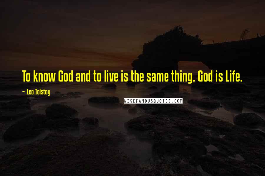 Leo Tolstoy Quotes: To know God and to live is the same thing. God is Life.