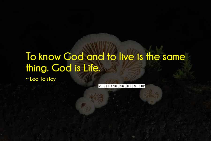 Leo Tolstoy Quotes: To know God and to live is the same thing. God is Life.