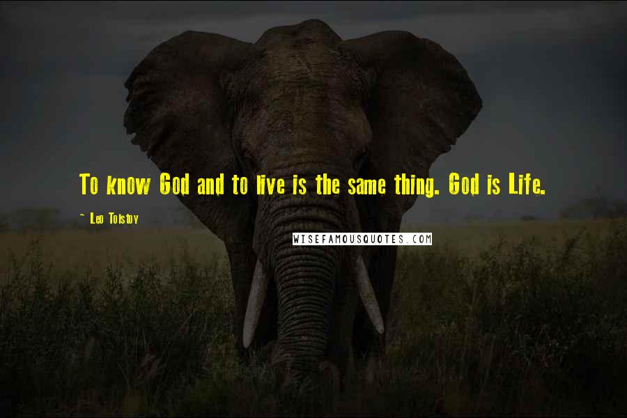 Leo Tolstoy Quotes: To know God and to live is the same thing. God is Life.