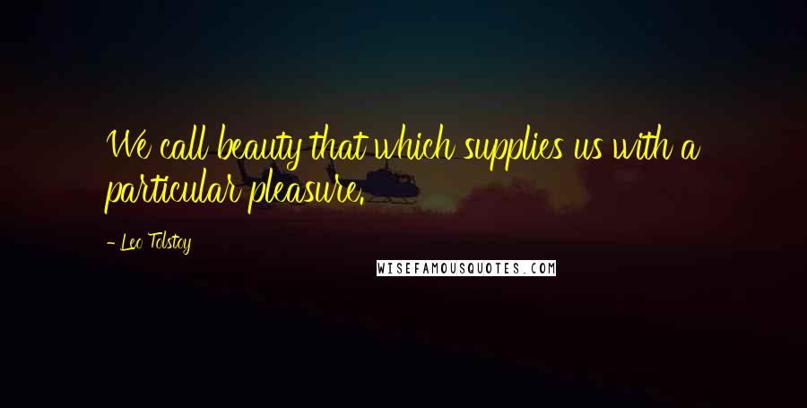 Leo Tolstoy Quotes: We call beauty that which supplies us with a particular pleasure.