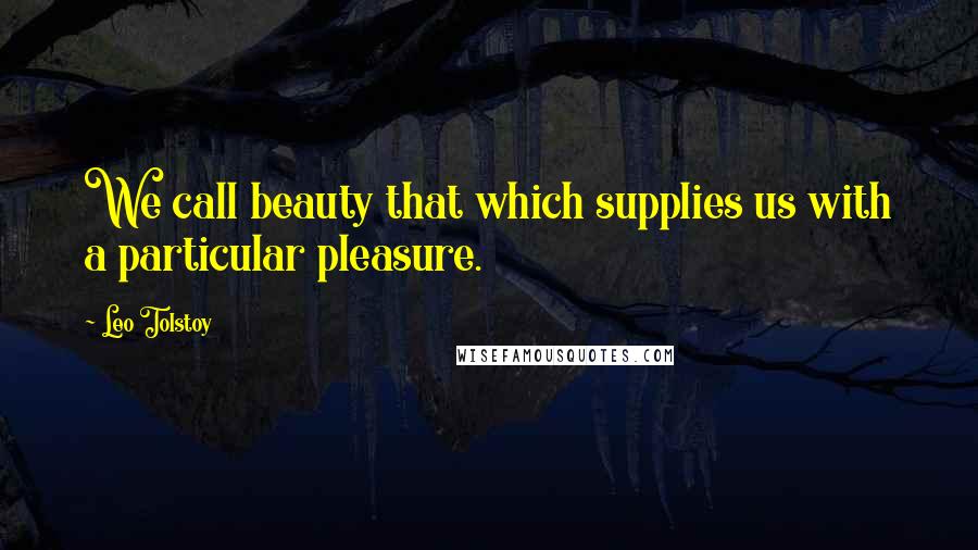 Leo Tolstoy Quotes: We call beauty that which supplies us with a particular pleasure.