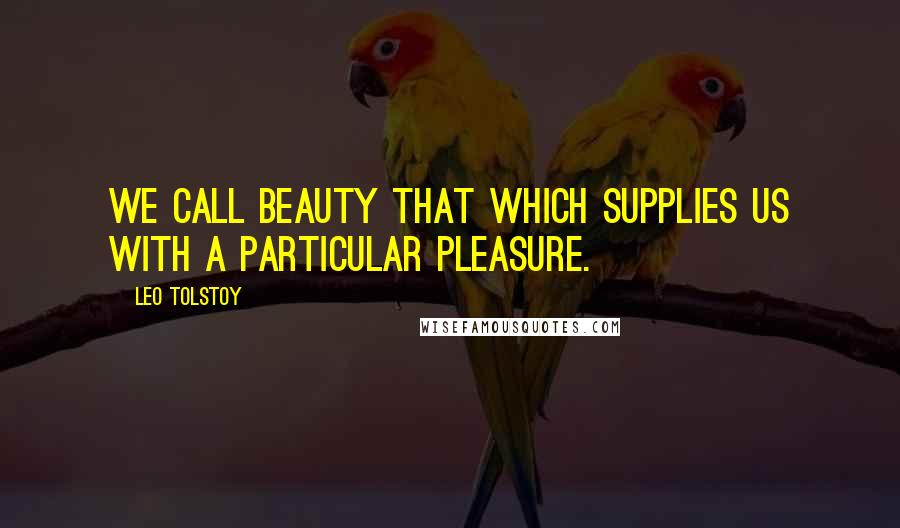 Leo Tolstoy Quotes: We call beauty that which supplies us with a particular pleasure.