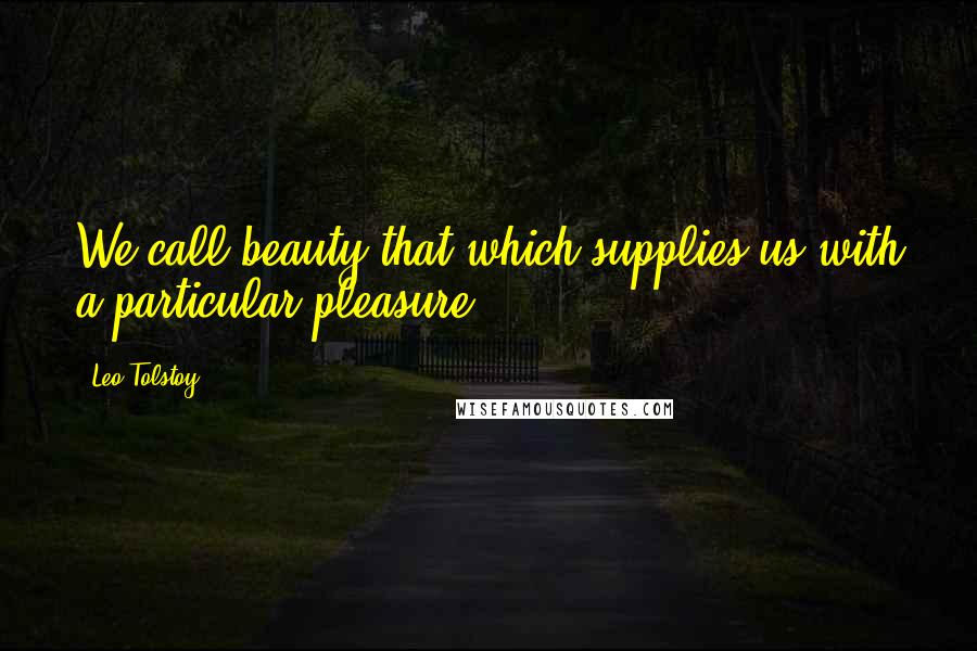 Leo Tolstoy Quotes: We call beauty that which supplies us with a particular pleasure.