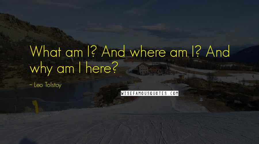 Leo Tolstoy Quotes: What am I? And where am I? And why am I here?