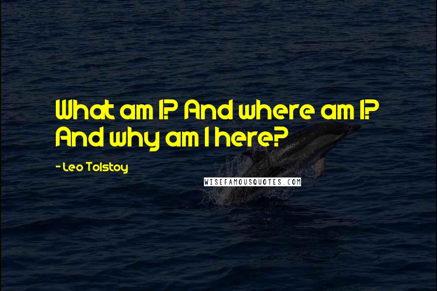 Leo Tolstoy Quotes: What am I? And where am I? And why am I here?