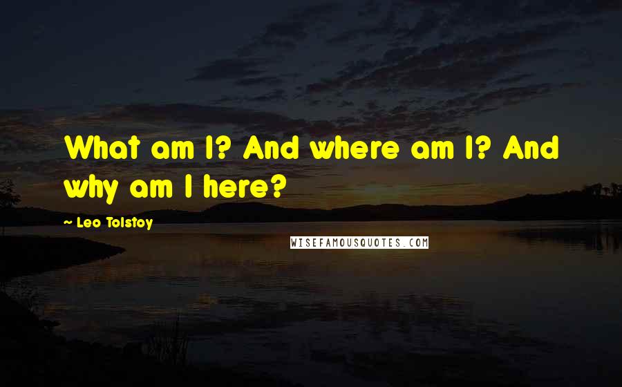 Leo Tolstoy Quotes: What am I? And where am I? And why am I here?
