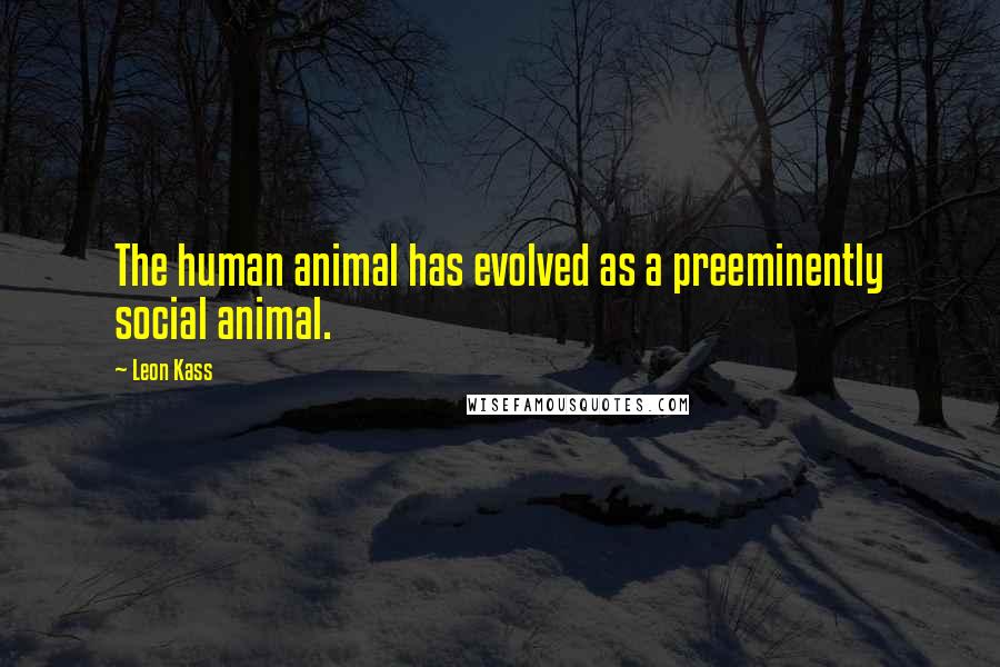 Leon Kass Quotes: The human animal has evolved as a preeminently social animal.