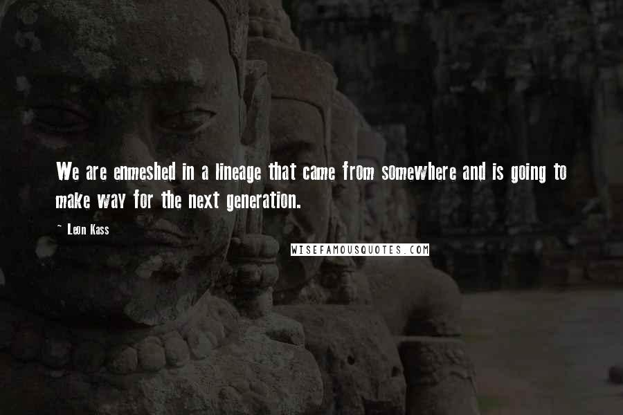 Leon Kass Quotes: We are enmeshed in a lineage that came from somewhere and is going to make way for the next generation.