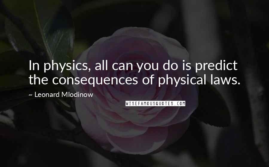 Leonard Mlodinow Quotes: In physics, all can you do is predict the consequences of physical laws.