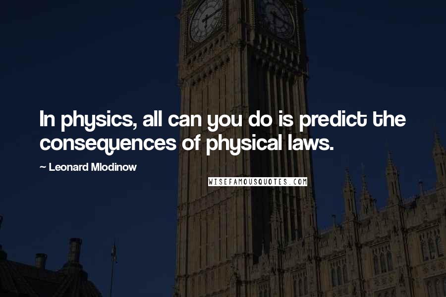 Leonard Mlodinow Quotes: In physics, all can you do is predict the consequences of physical laws.