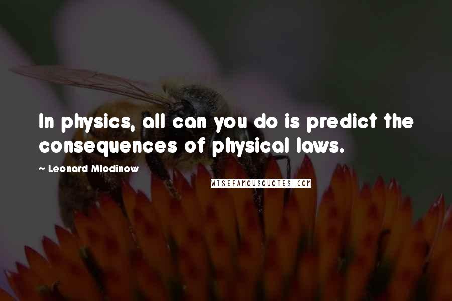 Leonard Mlodinow Quotes: In physics, all can you do is predict the consequences of physical laws.