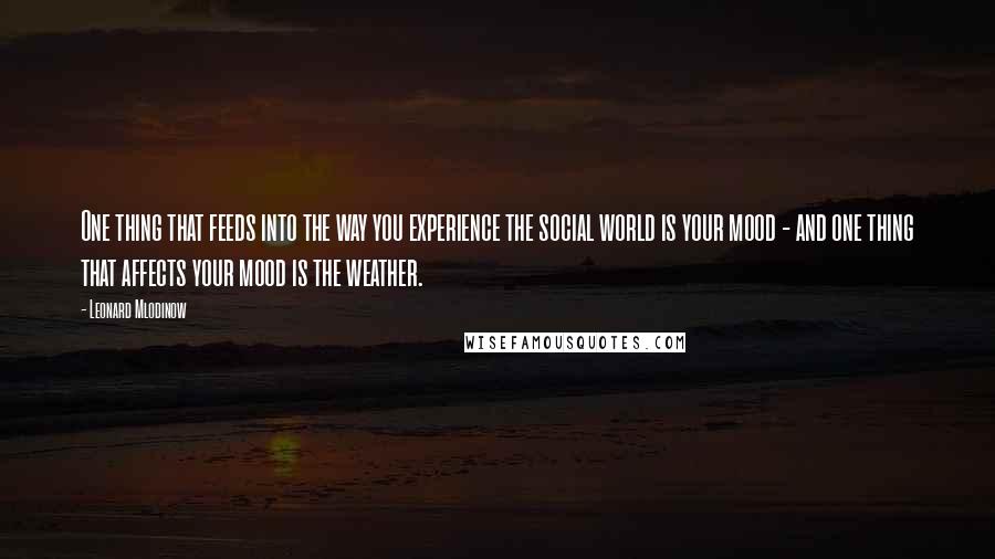 Leonard Mlodinow Quotes: One thing that feeds into the way you experience the social world is your mood - and one thing that affects your mood is the weather.