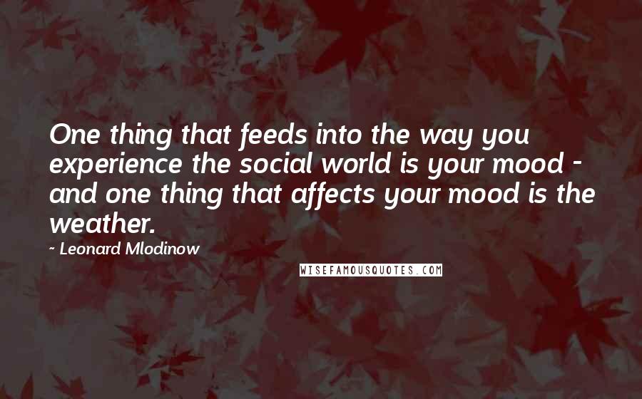 Leonard Mlodinow Quotes: One thing that feeds into the way you experience the social world is your mood - and one thing that affects your mood is the weather.