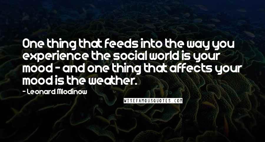 Leonard Mlodinow Quotes: One thing that feeds into the way you experience the social world is your mood - and one thing that affects your mood is the weather.