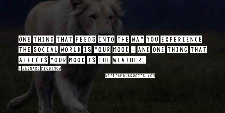 Leonard Mlodinow Quotes: One thing that feeds into the way you experience the social world is your mood - and one thing that affects your mood is the weather.