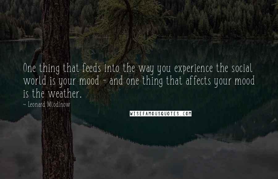 Leonard Mlodinow Quotes: One thing that feeds into the way you experience the social world is your mood - and one thing that affects your mood is the weather.