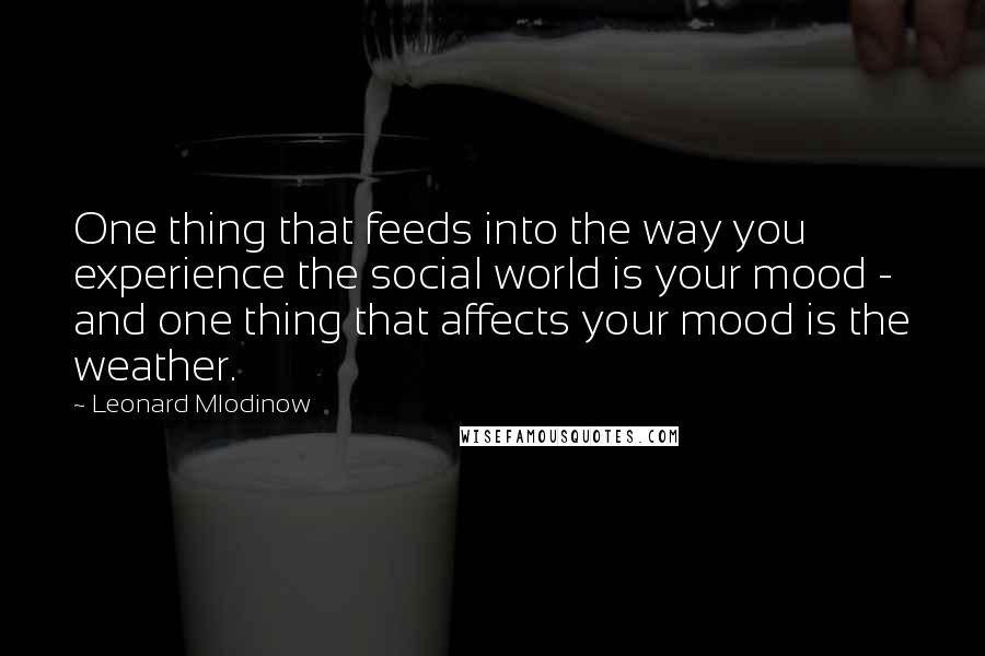 Leonard Mlodinow Quotes: One thing that feeds into the way you experience the social world is your mood - and one thing that affects your mood is the weather.